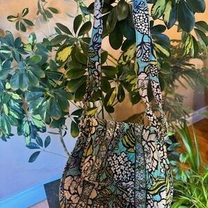 Vera Bradley Floral Shoulder Bag in Blue and Green